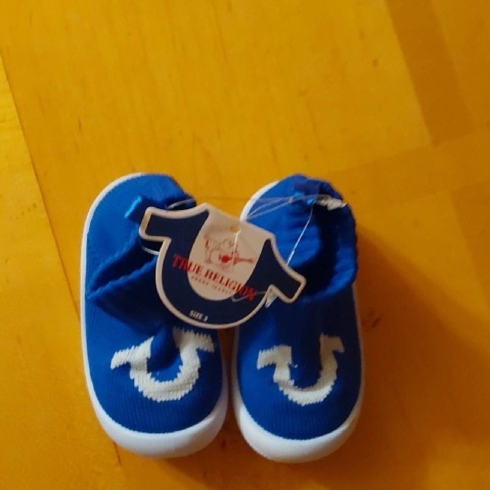 True Religion Kids Blue Slip-On Crib Shoes Size 3